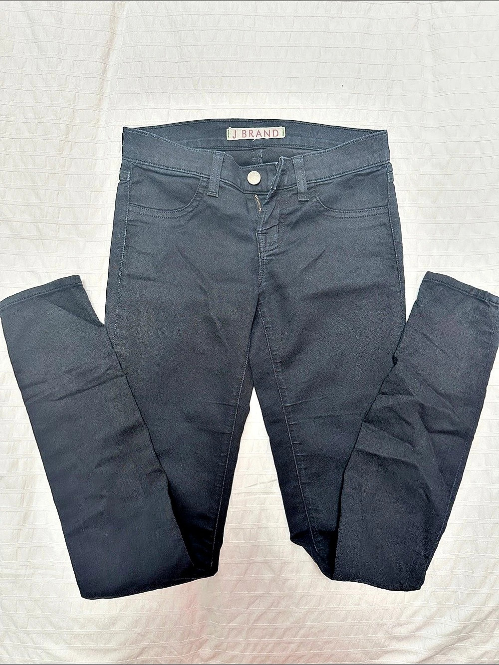 J Brand Low Rise Skinny Jeans in Blue Black Waist 6